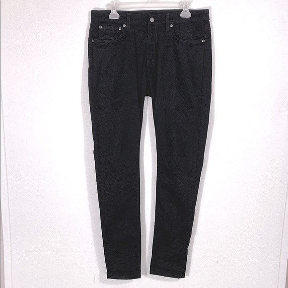 Nudie Skinny Lin Black Denim Jeans Size 33x32 - Picture 1 of 16